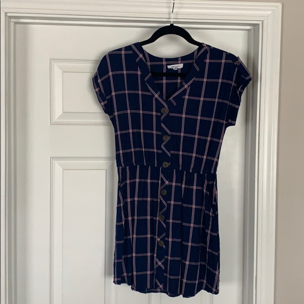 Day to Day Blu Pepper plaid mini dress